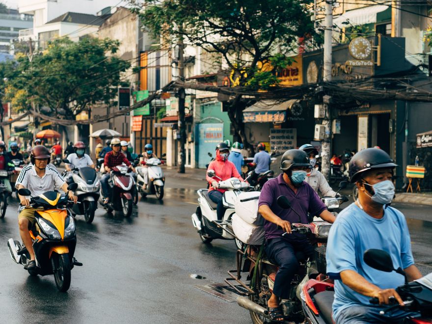 chaotischer StraÃŸenverkehr in Vietnam